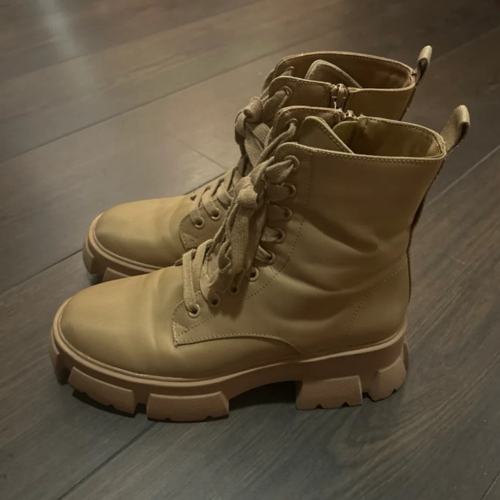 Women's Tan Lace-Up Boots